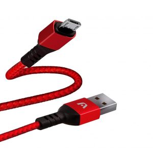 CABLE ARGOM MICRO USB A USB DURA FORMA 2.0 NYLON BRAIDED 1.8M/6FT RED  ARG-CB-0021RD